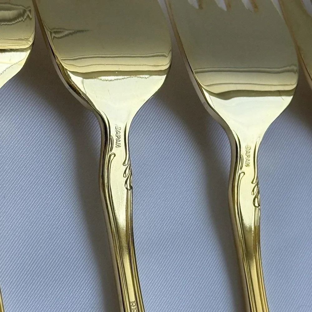 Reed & Barton Ultra Select Gold Plated Forks Set of 6 Japan Floral Flatware